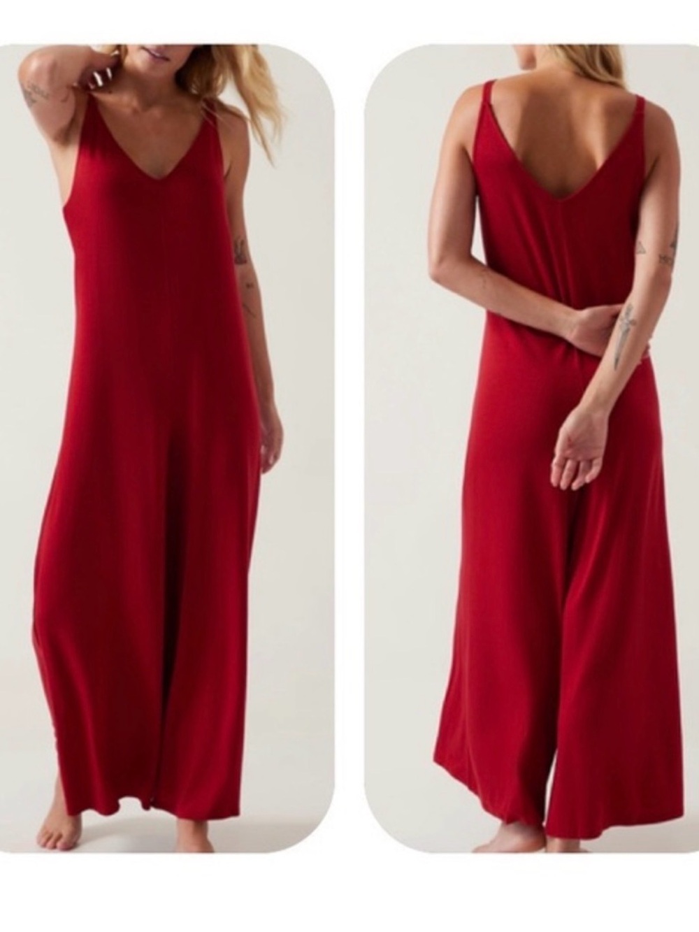 Athleta Nighttime Bliss Sleep Romper Candy Red